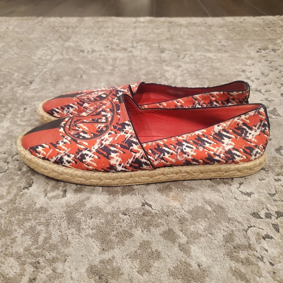 Louis Vuitton Red/Black Canvas Postcard Espadrille Flats 37.5 - Picture 3 of 7